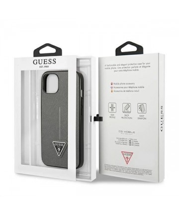 Guess SaffianoTriangle Logo case for iPhone 13 / 14 / 15 6.1" - silver