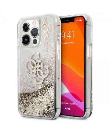 Guess 4G Big Liquid Glitter case for iPhone 13 Pro Max 6.7" - gold