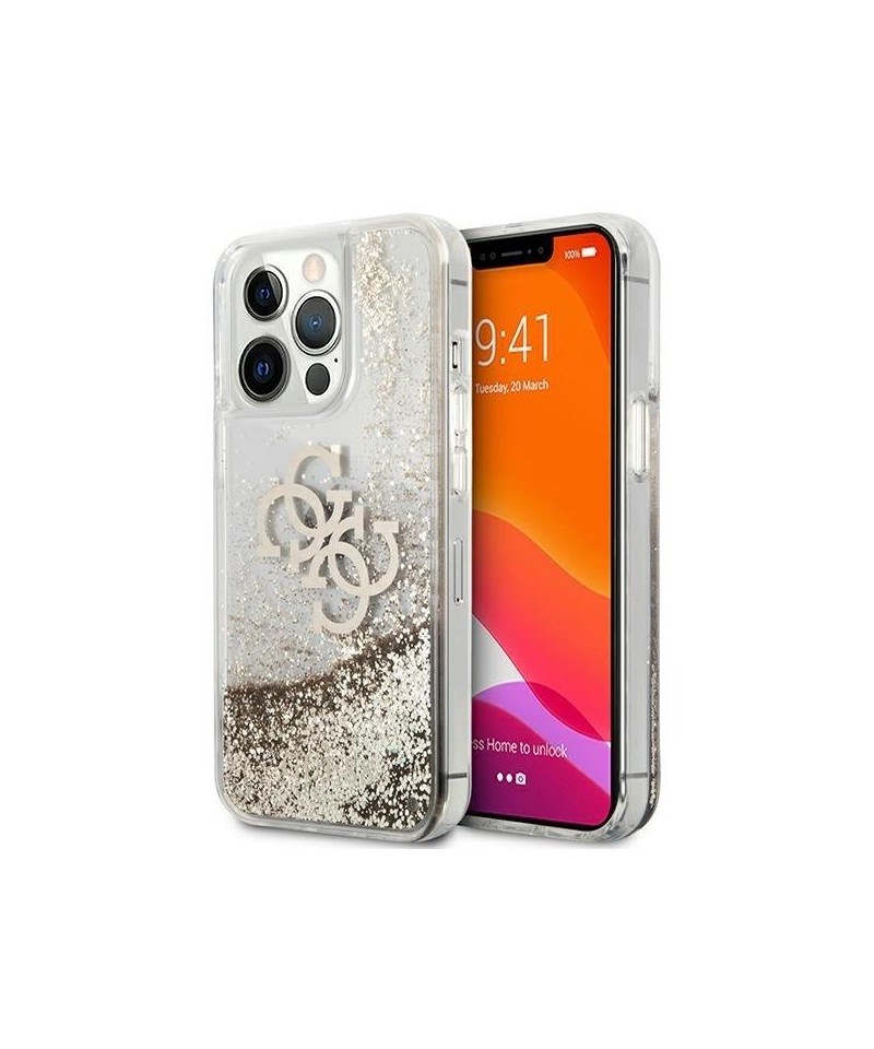 Guess 4G Big Liquid Glitter case for iPhone 13 Pro Max 6.7" - gold