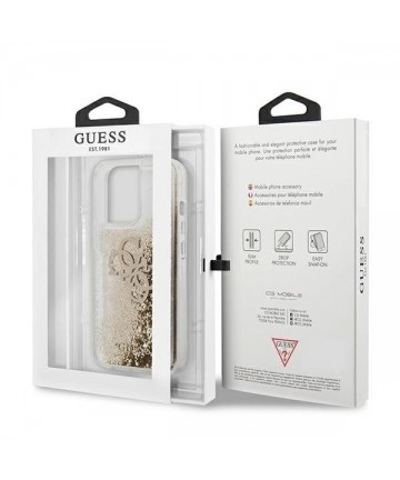 Guess 4G Big Liquid Glitter case for iPhone 13 Pro Max 6.7" - gold