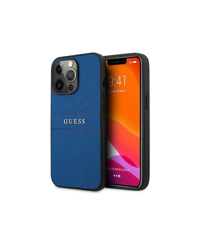 Guess Saffiano Strap Case for iPhone 13 Pro Max 6.7" - Blue