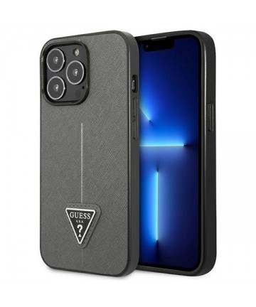 Guess Saffiano Triangle Logo case for iPhone 13 Pro Max 6.7" - silver