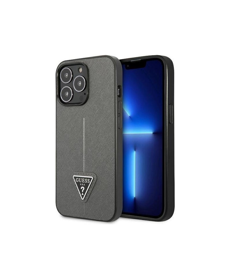 Guess Saffiano Triangle Logo case for iPhone 13 Pro Max 6.7" - silver