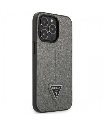 Guess Saffiano Triangle Logo case for iPhone 13 Pro Max 6.7" - silver