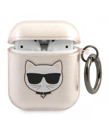 Karl Lagerfeld Glitter Choupette Case for AirPods 1 / 2 - Gold