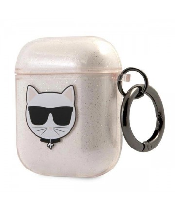 Karl Lagerfeld Glitter Choupette Case for AirPods 1 / 2 - Gold