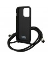 Karl Lagerfeld Leather Monogram Patch and Cord Iconik Case for iPhone 13 Pro / 13 - Black