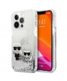 Karl Lagerfeld Liquid Glitter Karl&Choupette case for iPhone 13 Pro / 13 6.1" - silver