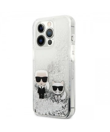 Karl Lagerfeld Liquid Glitter Karl&Choupette case for iPhone 13 Pro / 13 6.1" - silver