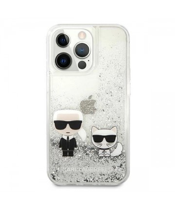 Karl Lagerfeld Liquid Glitter Karl&Choupette case for iPhone 13 Pro / 13 6.1" - silver