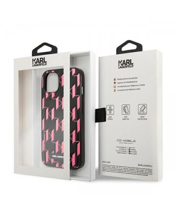 Karl Lagerfeld Monogram Plaque Case for iPhone 13 / 14 / 15 6.1" - Pink