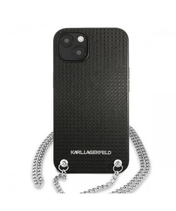 Karl Lagerfeld Leather Textured and Chain Case for iPhone 13 / 14 / 15 6.1" - Black