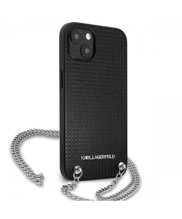 Karl Lagerfeld Leather Textured and Chain Case for iPhone 13 / 14 / 15 6.1" - Black