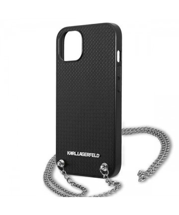 Karl Lagerfeld Leather Textured and Chain Case for iPhone 13 / 14 / 15 6.1" - Black
