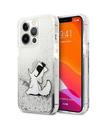 Karl Lagerfeld Liquid Glitter Choupette Fun case for iPhone 13 Pro Max 6.7" - silver