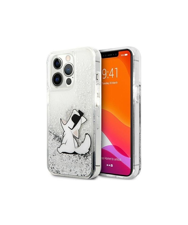 Karl Lagerfeld Liquid Glitter Choupette Fun case for iPhone 13 Pro Max 6.7" - silver
