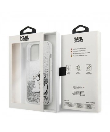Karl Lagerfeld Liquid Glitter Choupette Fun case for iPhone 13 Pro Max 6.7" - silver