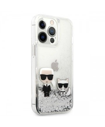 Karl Lagerfeld Liquid Glitter Karl&Choupette case for iPhone 13 Pro Max 6.7" - silver