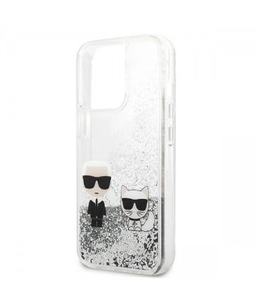 Karl Lagerfeld Liquid Glitter Karl&Choupette case for iPhone 13 Pro Max 6.7" - silver