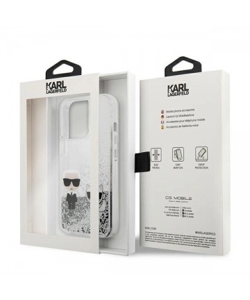 Karl Lagerfeld Liquid Glitter Karl&Choupette case for iPhone 13 Pro Max 6.7" - silver