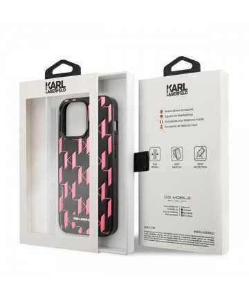 Karl Lagerfeld Monogram Plaque iPhone 13 Pro Max 6.7" Case - Pink