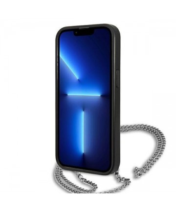 Karl Lagerfeld Leather Textured and Chain Case for iPhone 13 Pro Max 6.7" - Black