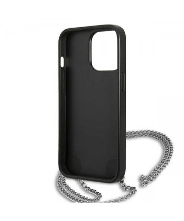 Karl Lagerfeld Leather Textured and Chain Case for iPhone 13 Pro Max 6.7" - Black
