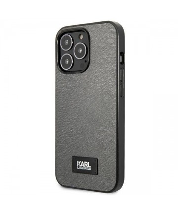 Karl Lagerfeld Saffiano Plaque Case for iPhone 13 Pro Max 6.7" - Silver