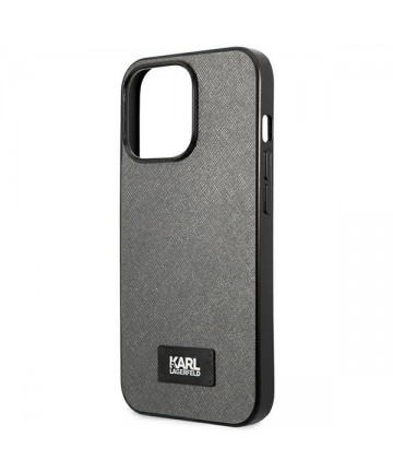 Karl Lagerfeld Saffiano Plaque Case for iPhone 13 Pro Max 6.7" - Silver
