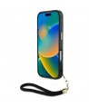 Guess HC IML Leopard Triangle Cord Strap MagSafe case for iPhone 16 - black