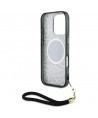 Guess HC IML Leopard Triangle Cord Strap MagSafe Case for iPhone 16 Pro - Brown