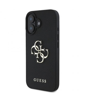 Guess Grained Big 4G Logo Small Classic Logo case for iPhone 16 - black