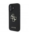 Guess Grained Big 4G Logo Small Classic Logo case for iPhone 16 - black