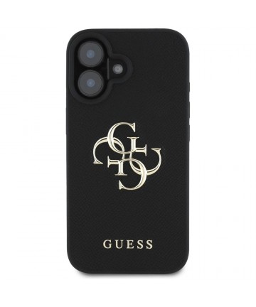 Guess Grained Big 4G Logo Small Classic Logo case for iPhone 16 - black