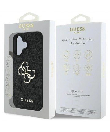 Guess Grained Big 4G Logo Small Classic Logo case for iPhone 16 - black