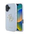Guess Grained Big 4G Logo Small Classic Logo case for iPhone 16 - blue