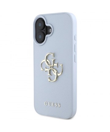 Guess Grained Big 4G Logo Small Classic Logo case for iPhone 16 - blue