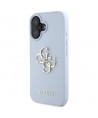 Guess Grained Big 4G Logo Small Classic Logo case for iPhone 16 - blue