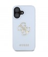 Guess Grained Big 4G Logo Small Classic Logo case for iPhone 16 - blue