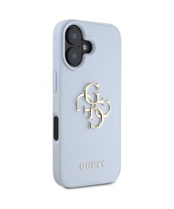 Guess Grained Big 4G Logo Small Classic Logo case for iPhone 16 - blue