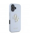 Guess Grained Big 4G Logo Small Classic Logo case for iPhone 16 - blue
