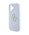 Guess Grained Big 4G Logo Small Classic Logo case for iPhone 16 - blue