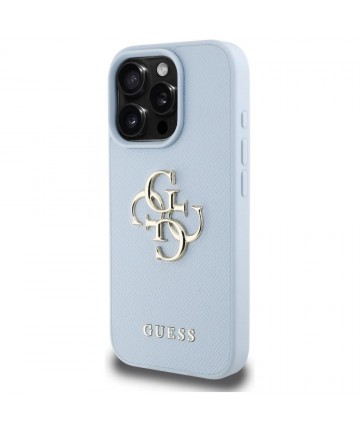 Guess Grained Big 4G Logo Small Classic Logo case for iPhone 16 Pro - blue
