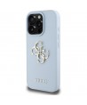 Guess Grained Big 4G Logo Small Classic Logo case for iPhone 16 Pro - blue