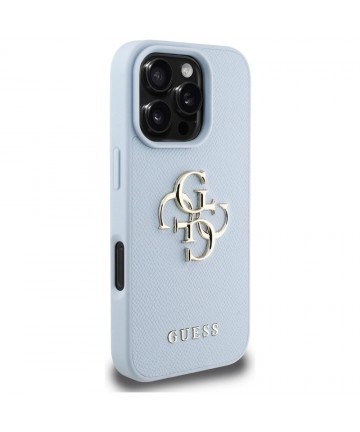 Guess Grained Big 4G Logo Small Classic Logo case for iPhone 16 Pro - blue