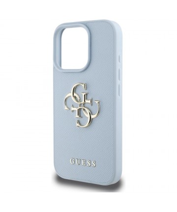 Guess Grained Big 4G Logo Small Classic Logo case for iPhone 16 Pro - blue