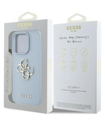 Guess Grained Big 4G Logo Small Classic Logo case for iPhone 16 Pro - blue