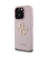 Guess Grained Big 4G Logo Small Classic Logo Case for iPhone 16 Pro - Pink