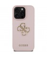 Guess Grained Big 4G Logo Small Classic Logo Case for iPhone 16 Pro - Pink
