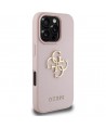 Guess Grained Big 4G Logo Small Classic Logo Case for iPhone 16 Pro - Pink